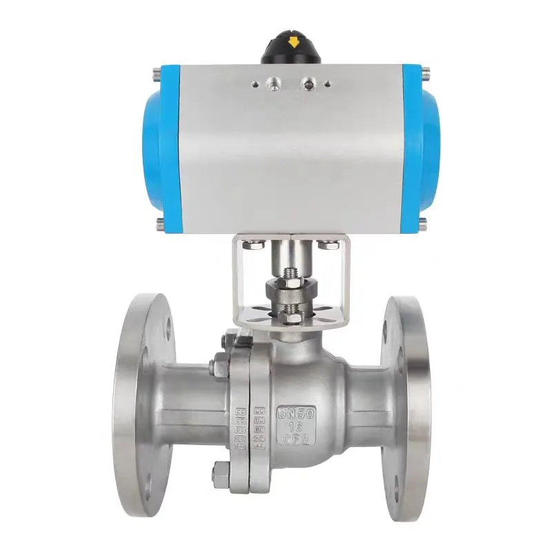 Valv tal-ballun tal-flanġ tal-istainless steel pnewmatiku